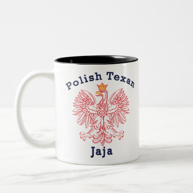 Polish Texan Eagle Jaja Two-Tone Coffee Mug (Left)
