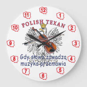 Polish Texan Eagle Music Speaks Large Clock