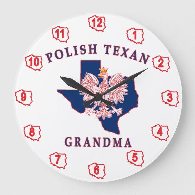 Polish Texan Grandma Large Clock (Front)