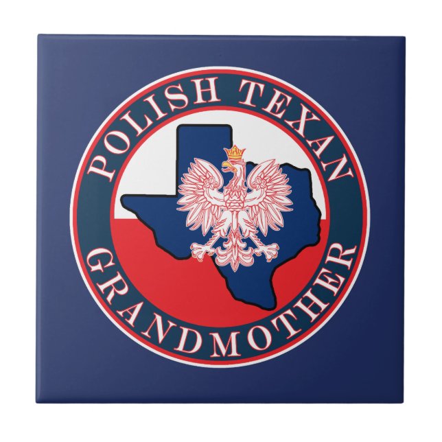 Polish Texan Grandmother Round Ceramic Tile (Front)