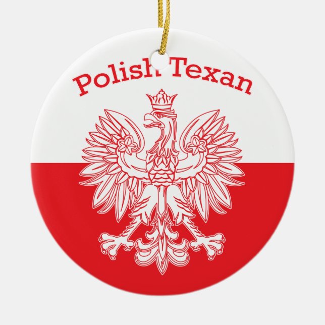 Polish Texan White Eagle Ceramic Ornament (Front)