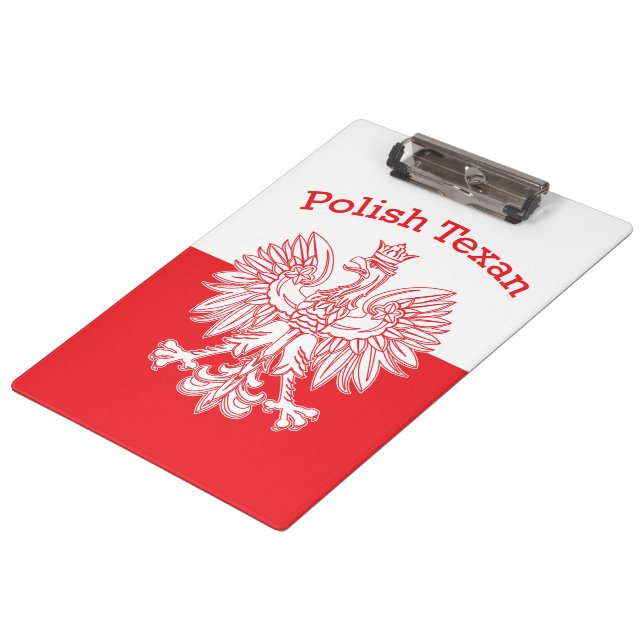 Polish Texan White Eagle Clipboard (Angled)