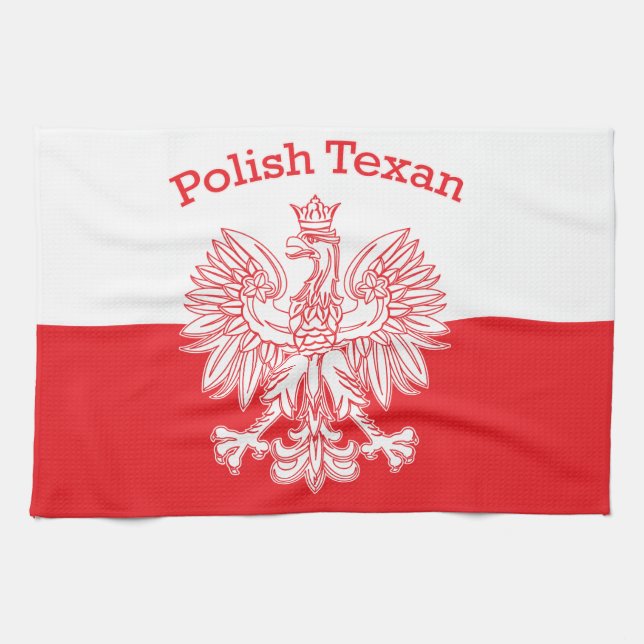 Polish Texan White Eagle Tea Towel (Horizontal)