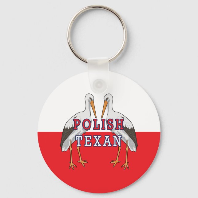 Polish Texan White Stork Key Ring (Front)