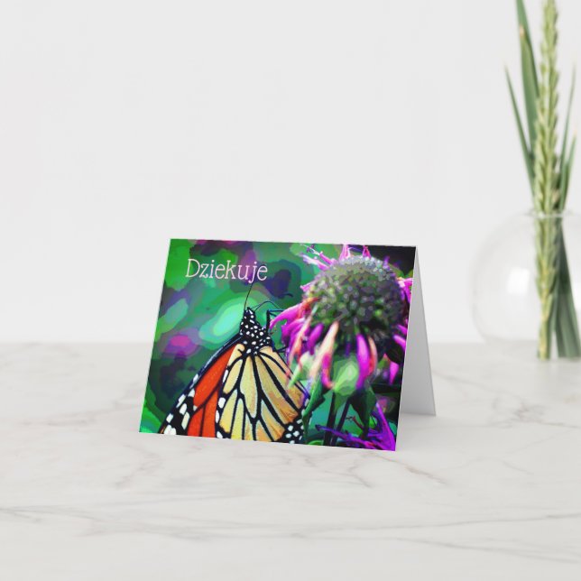 Polish Thank You Butterfly Art Personalised Card (Front)