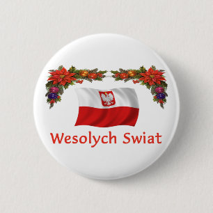 Polish Wesolych Swiat 6 Cm Round Badge
