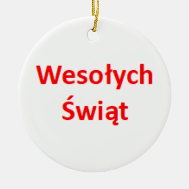polish wesolych swiat ceramic ornament (Front)