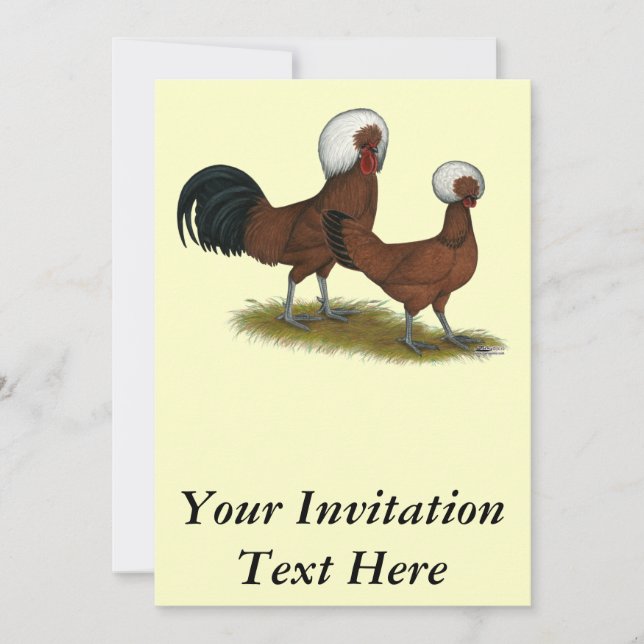 Polish:  White Crested Reds Invitation (Front)