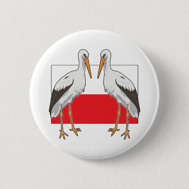Polish White Stork 6 Cm Round Badge (Front)