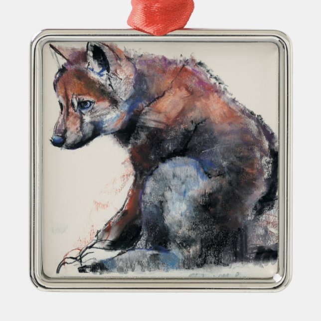 Polish Wolf Pup 2001 Metal Tree Decoration (Front)