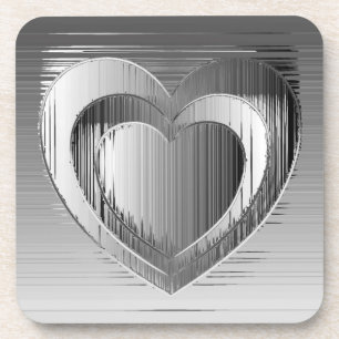 Polished chrome hearts coaster
