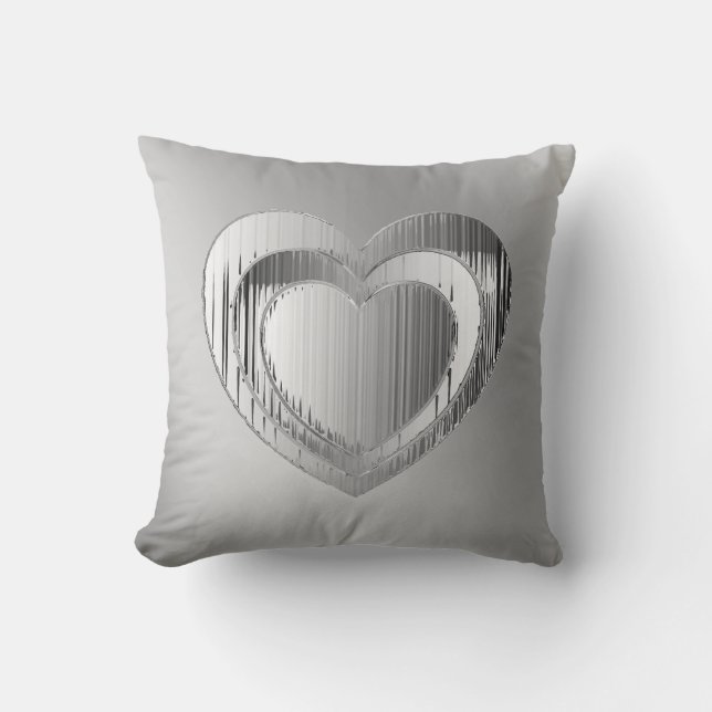 Polished Chrome Textured Heart  Cushion (Front)