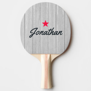 Polished Gray Wooden Vintage Star Signature Ping Pong Paddle