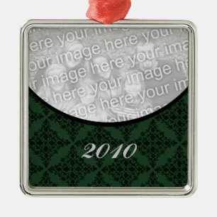 Polished Holiday Damask Premium Square Ornament