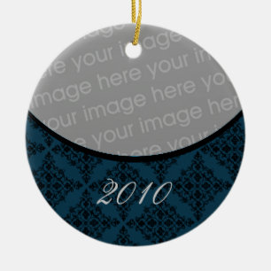 Polished Holiday Damask Round Ornament