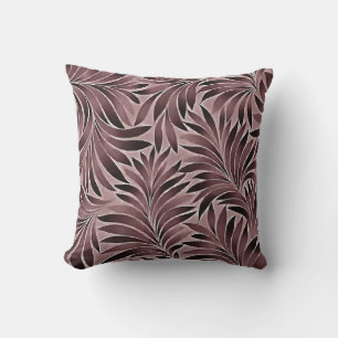 Polished Leaves In Deep Ruby Red Pinks Cushion