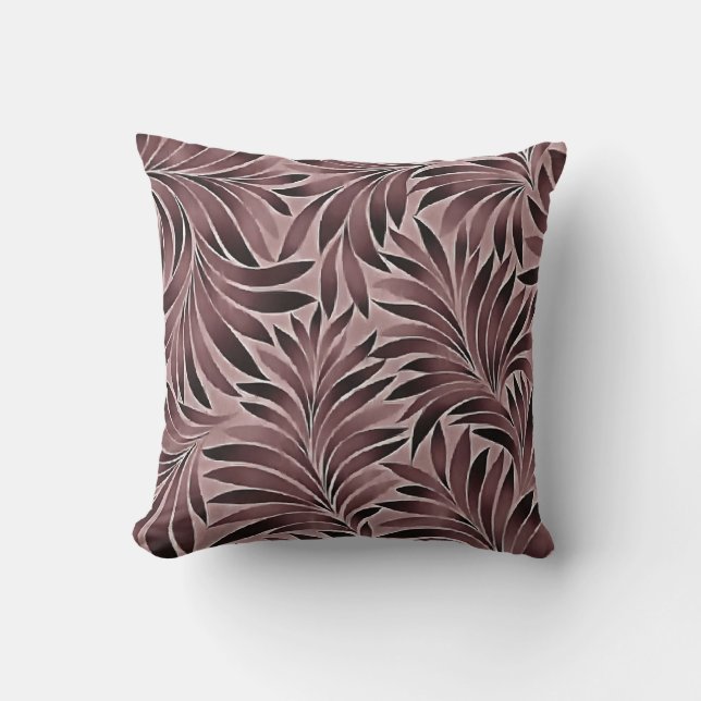 Polished Leaves In Deep Ruby Red Pinks Cushion (Front)