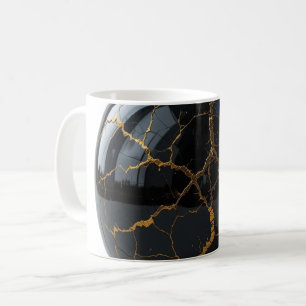 Polished Obsidian Sphere with Veins of Molten Gold Coffee Mug