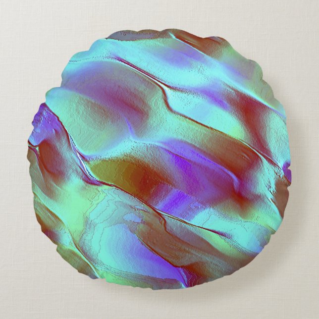 Polished rock in chrome purple round cushion (Front)