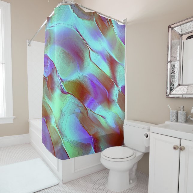 Polished rock in chrome purple shower curtain (In Situ)
