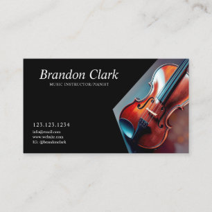 Polished Violin Close-Up Music Instructor Business Card