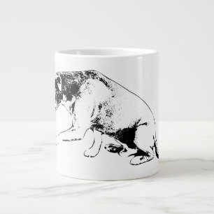 Polite Paw Pitbull Mix—Ink Silhouette Large Coffee Mug