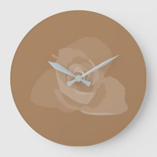 Polite Transparent Modern White Rose Art Large Clock