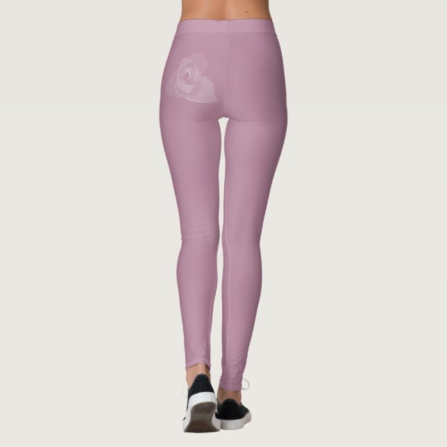 Polite Transparent Modern White Rose Art Leggings (Back)