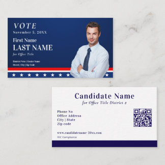 Political Blue Election Campaign Candidate Custom Business Card