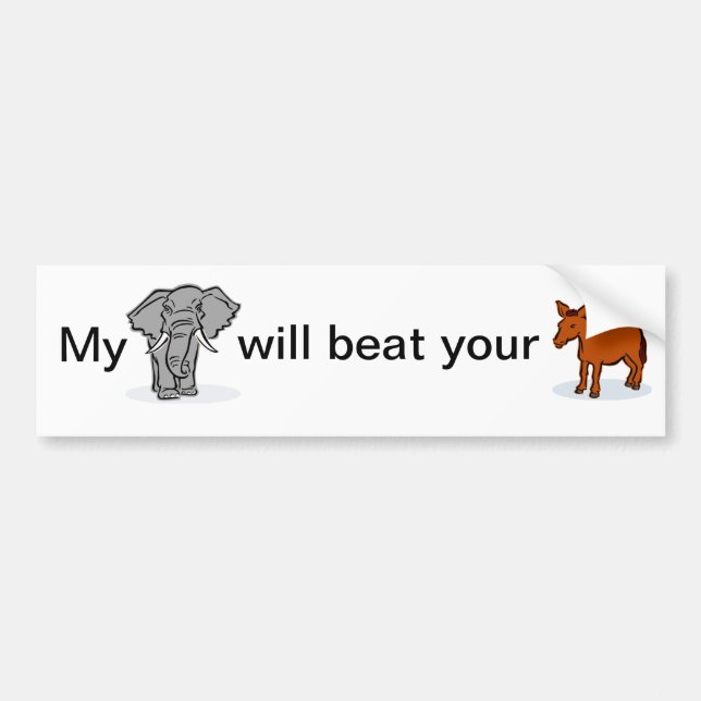 Political bumper sticker, elephant and donkey bumper sticker (Front)