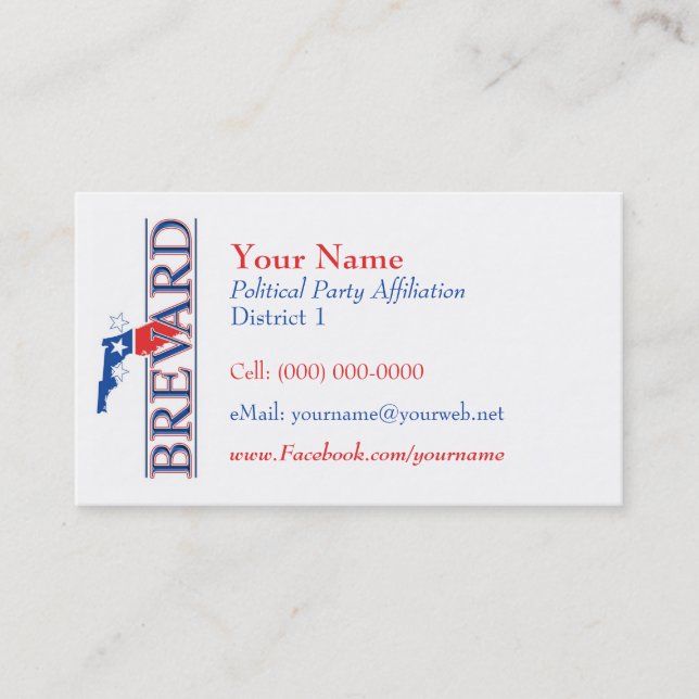 Political Business Cards - Brevard Co. Florida (Front)