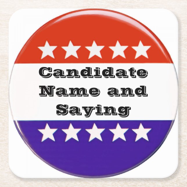 Political Button Square Paper Coaster (Front)