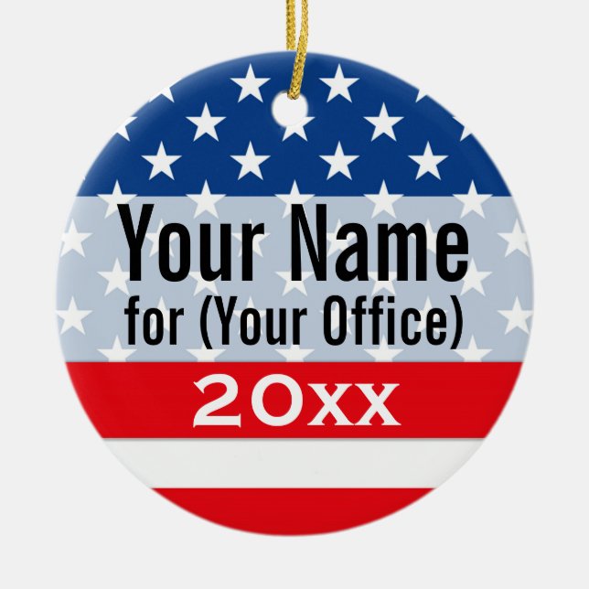 Political Campaign Non-Partisan Printed Candidate Ceramic Tree Decoration (Front)
