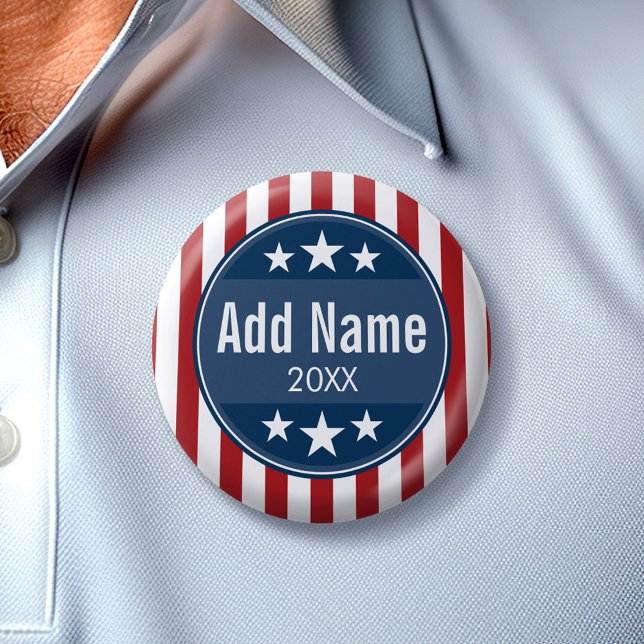 Political Campaign - Patriotic Stars and Stripes 6 Cm Round Badge (Create Your Own Campaign Gear for any election)