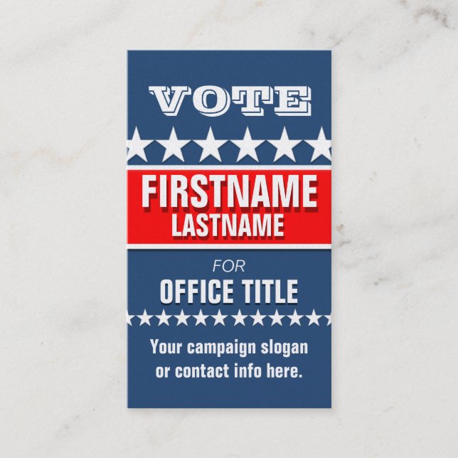 Political Campaign Template Business Card (Front)