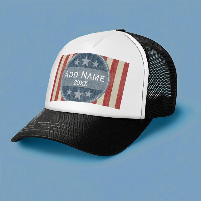 Political Campaign - vintage stars and stripes Trucker Hat (Custom Political Campaign Trucker Hat)