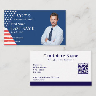 Political Custom Election Campaign Blue Candidate Business Card