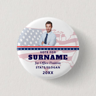 Political Election Blue Campaign Custom Candidate 3 Cm Round Badge