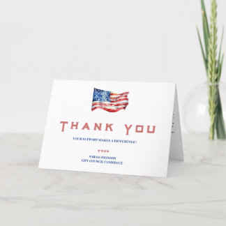 Political Election Campaign Donation Thank You Card