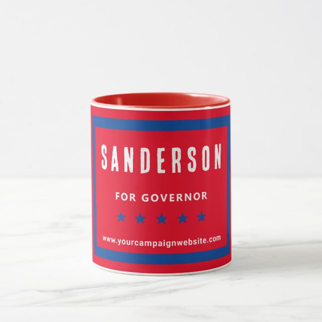 Political Election Campaign Name Red White Blue Mug (Center)