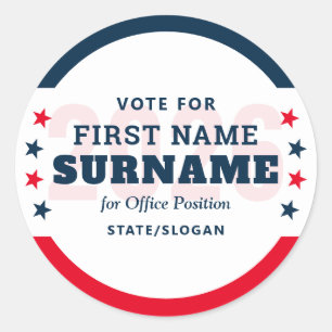Political Election Custom Campaign Candidate Name Classic Round Sticker