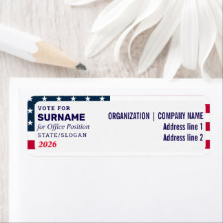 Political Election Custom Campaign Candidate Name Return Address Label