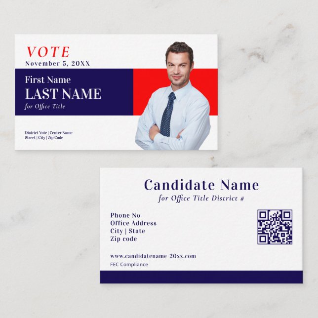 Political Election Personalised Campaign Candidate Business Card (Front/Back)