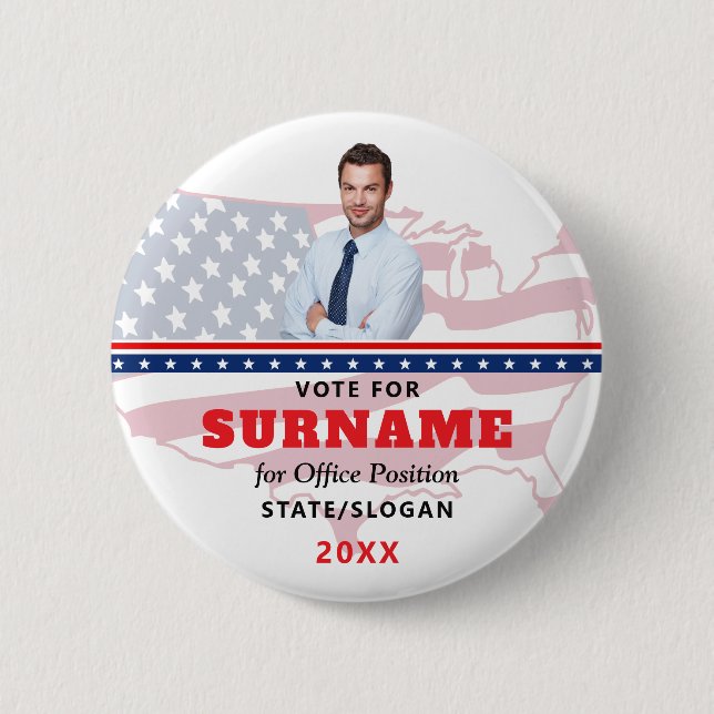 Political Election Red Campaign Custom Candidate 6 Cm Round Badge (Front)