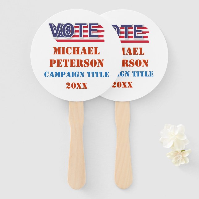Political Election Vote Campaign  Hand Fan (Front and Back)