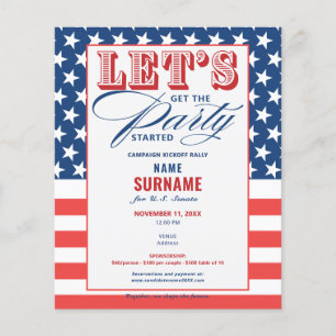 Political Fundraising Campaign Kickoff Democratic Flyer