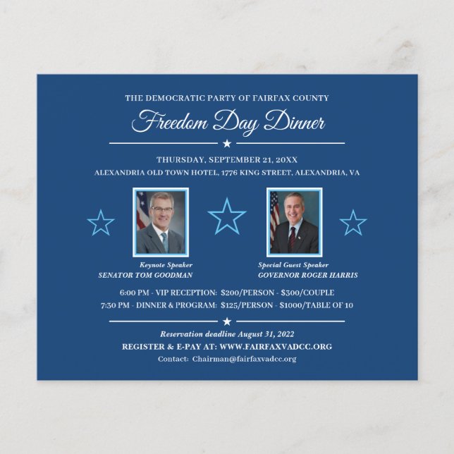 Political Fundraising Dinner Invitation 2 Photos (Front)