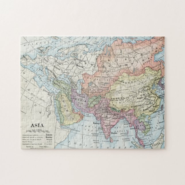 Political Map of Asia (1916) Jigsaw Puzzle (Horizontal)