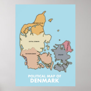 Political map of Denmark Poster