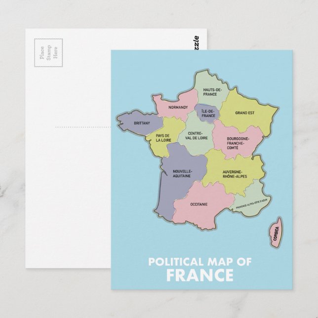 Political map of France Postcard (Front/Back)